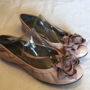 Pink Paolo ballet flats with zipper flower 7.5